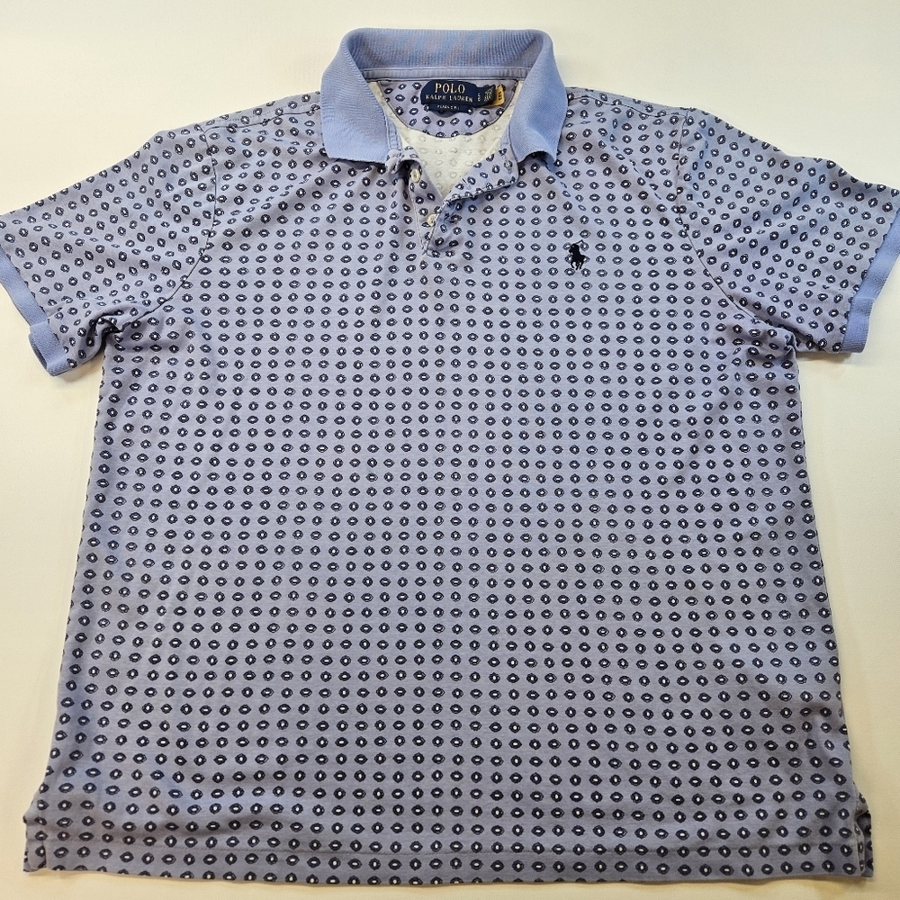 Polo Ralph Lauren Shirt Mens Large Blue Soft Darby Foulard Print Lafayette